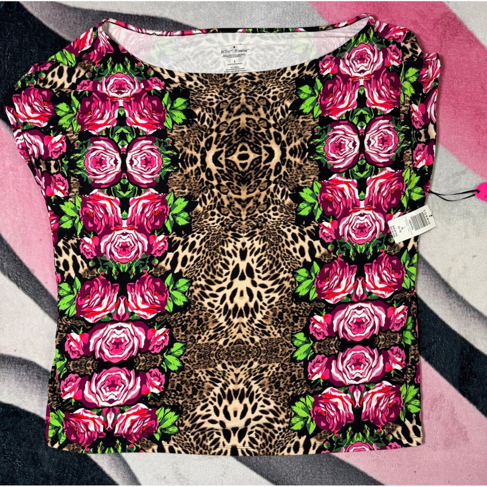 Torrid x Betsey Johnson Leopard Rose Print Dolman Top 1X 14-16 15874994